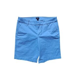 J.Crew Womens Blue Chino Bermuda Shorts Mid Rise Cotton Blend Size 8